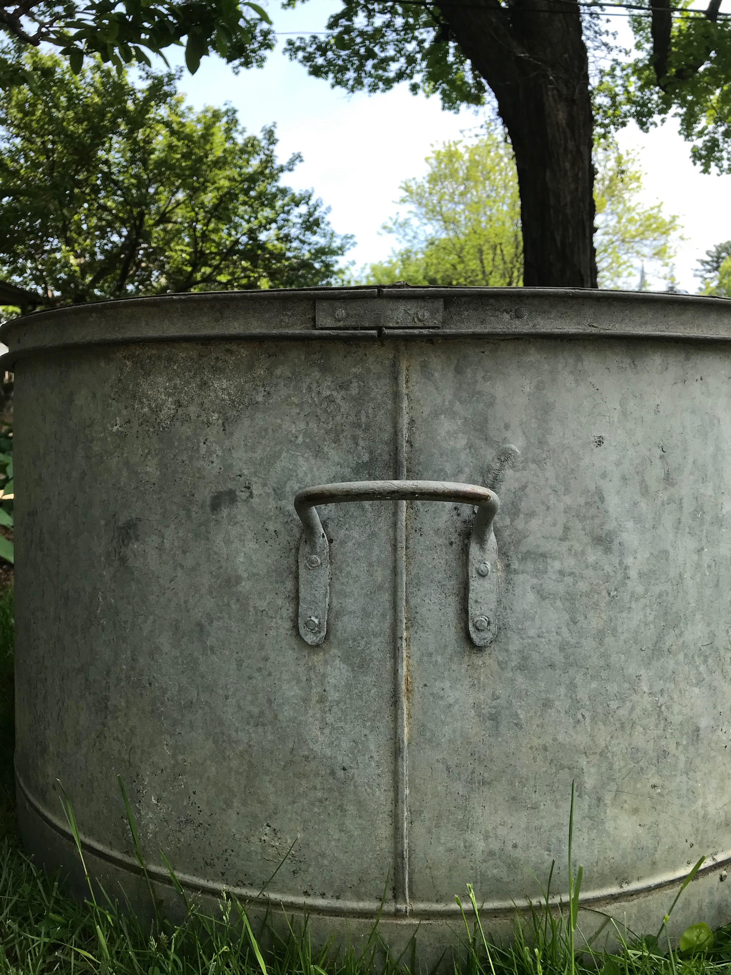 Large Round French Galvanized Tub Planter or Fountain 5