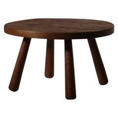 Large Round French Oak Side Table, 1950s