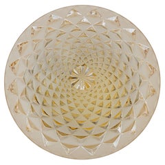 Large Round Geometric Satin Amber Glass Flush Mount Light or Wall Lamp, 1960s