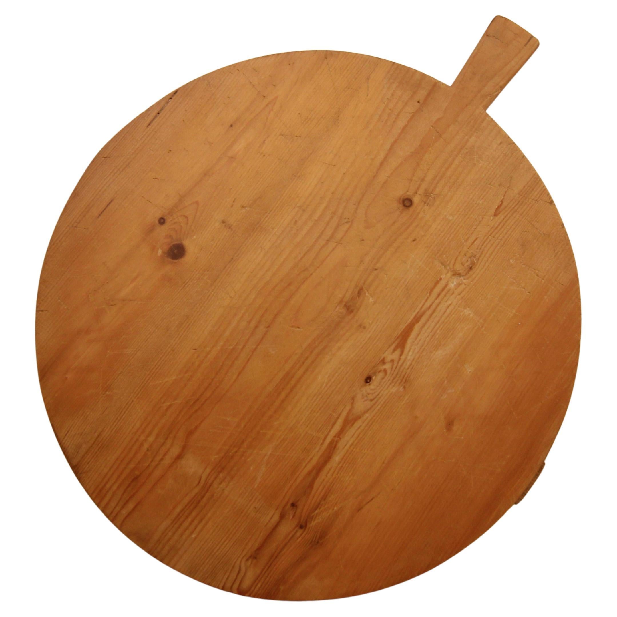 Large Round German Wooden Cutting or Serving Board For Sale