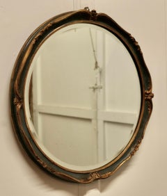 Large Round Gilt and Green French Wall Mirror