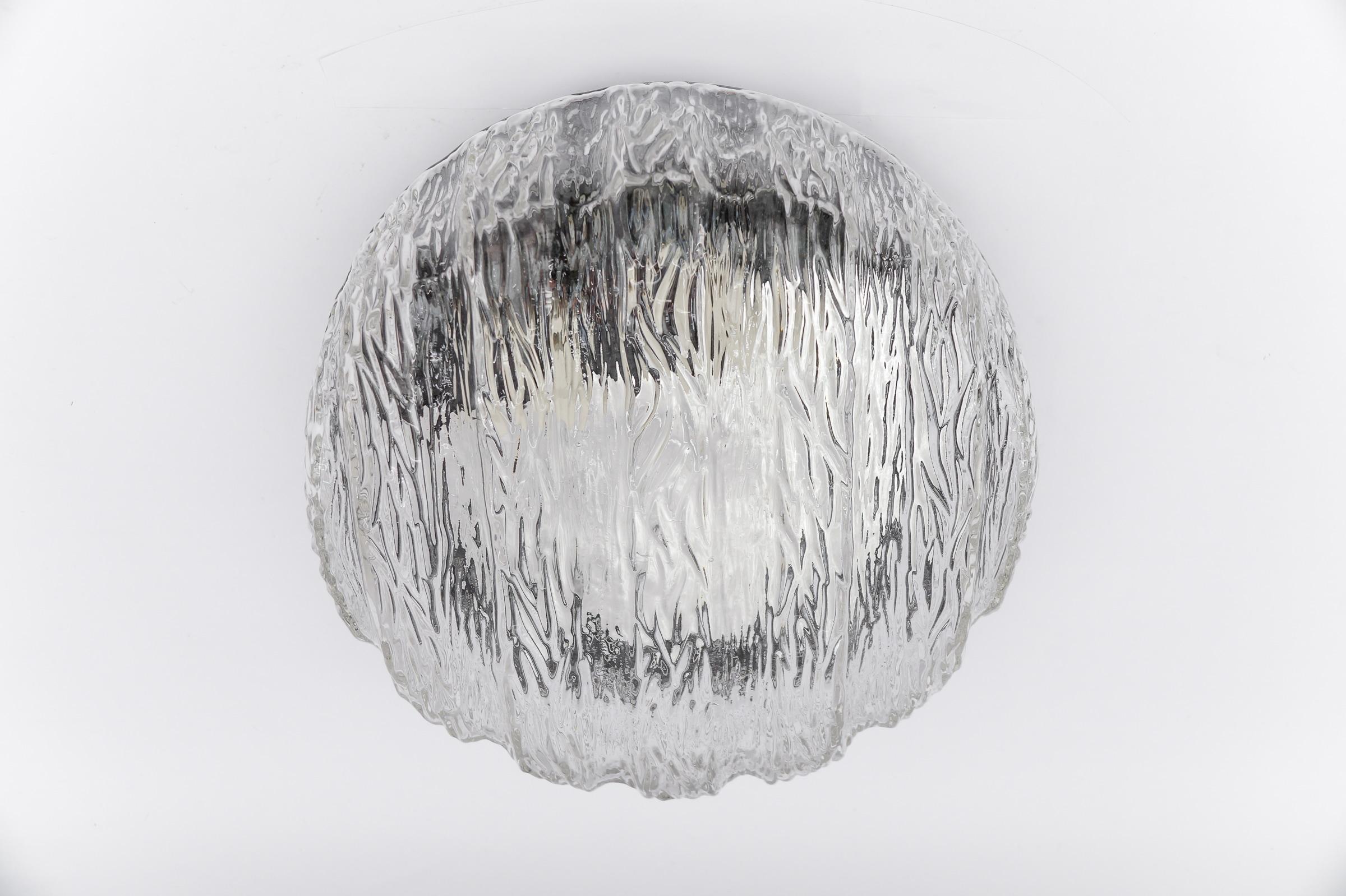 Gran lámpara empotrada o aplique redondo de cristal, años 60 Alemania Alemán en venta