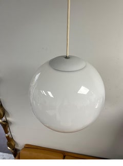 Large Round Glass Globe Presco Light Chandelier Pendant Mid-Century Modern