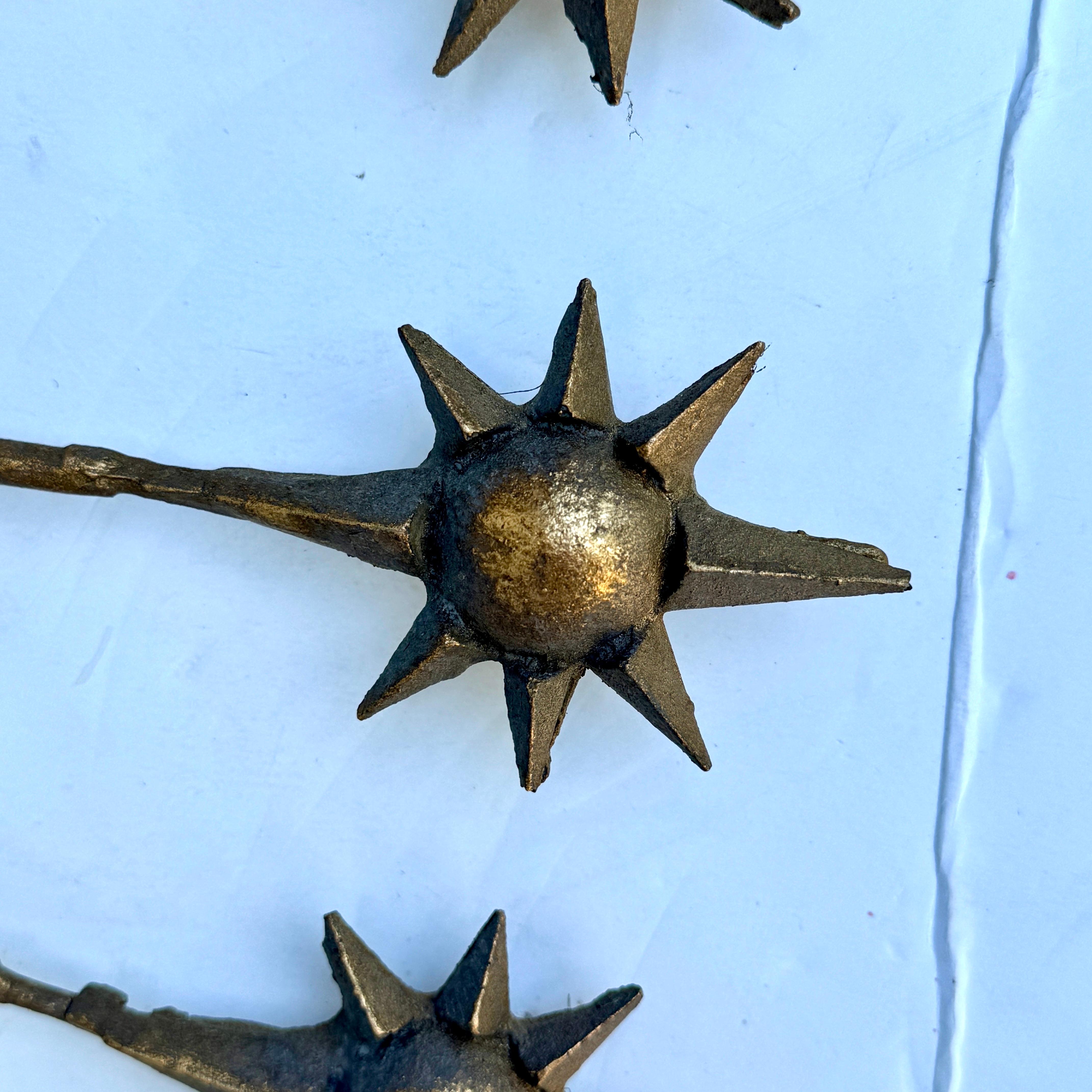 Large Round Gold Leaf Sunburst Starburst Mirror Hollywood Regency For Sale 2