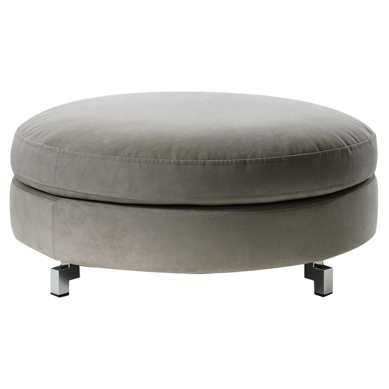 Large Round Gray Ottoman