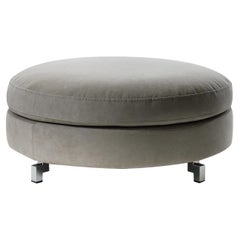 Large Round Gray Ottoman