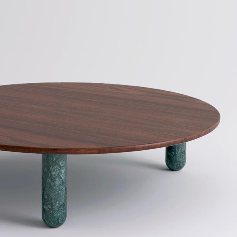 Moderne Grande table basse ronde « Sunday » en marbre vert, Jean-Baptiste Souletie en vente