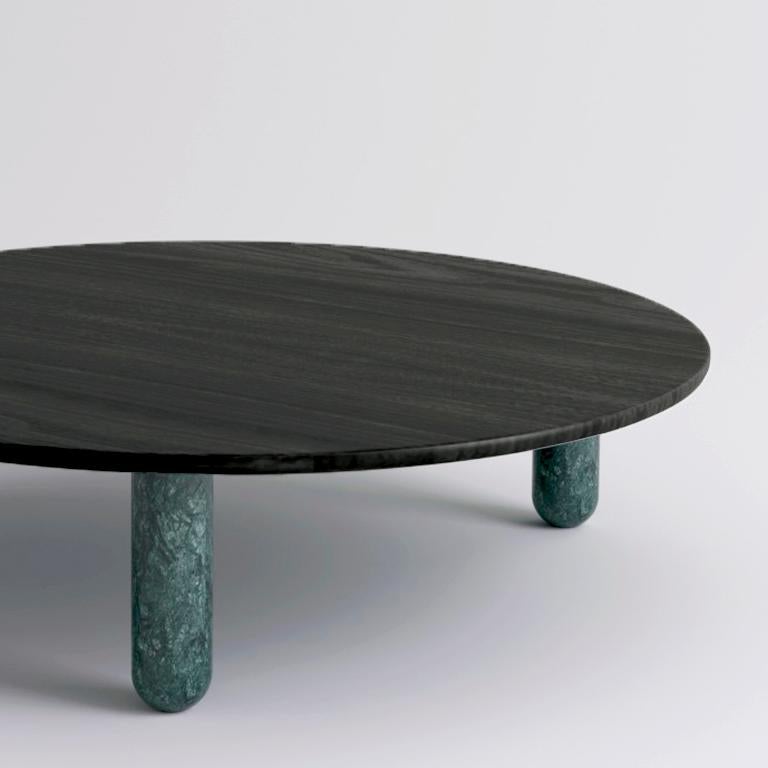 Moderne Grande table basse ronde « Sunday » en marbre vert, Jean-Baptiste Souletie en vente