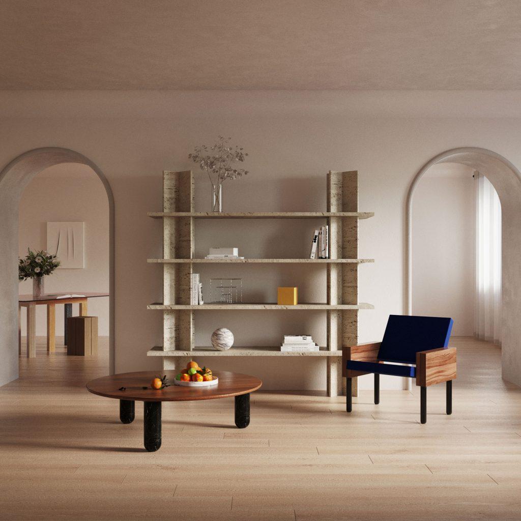 Marbre Grande table basse ronde « Sunday » en marbre vert, Jean-Baptiste Souletie en vente