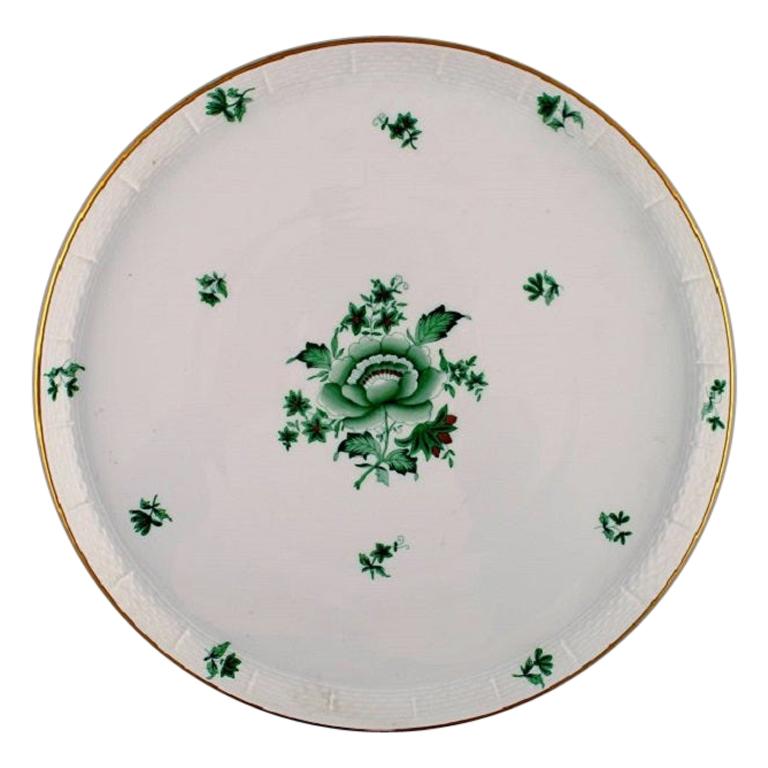 Large Round Herend "Chinese Bouquet" Porcelain Serving Tray with Floral Motif