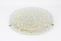 Large Round Ice Glass Flushmount by Hillebrand, Germany, 1970s