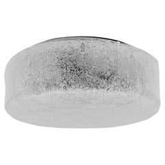 Large Round Ice Glass Flush Mount Light or Ceiling Lamp, 1960s Germany