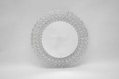 Large Round Illuminated Lucite Flower Mirror, 1955 Austria