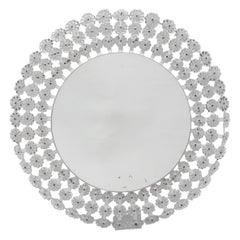Grande specchio rotondo illuminato a fiori in lucite, 1955 Austria