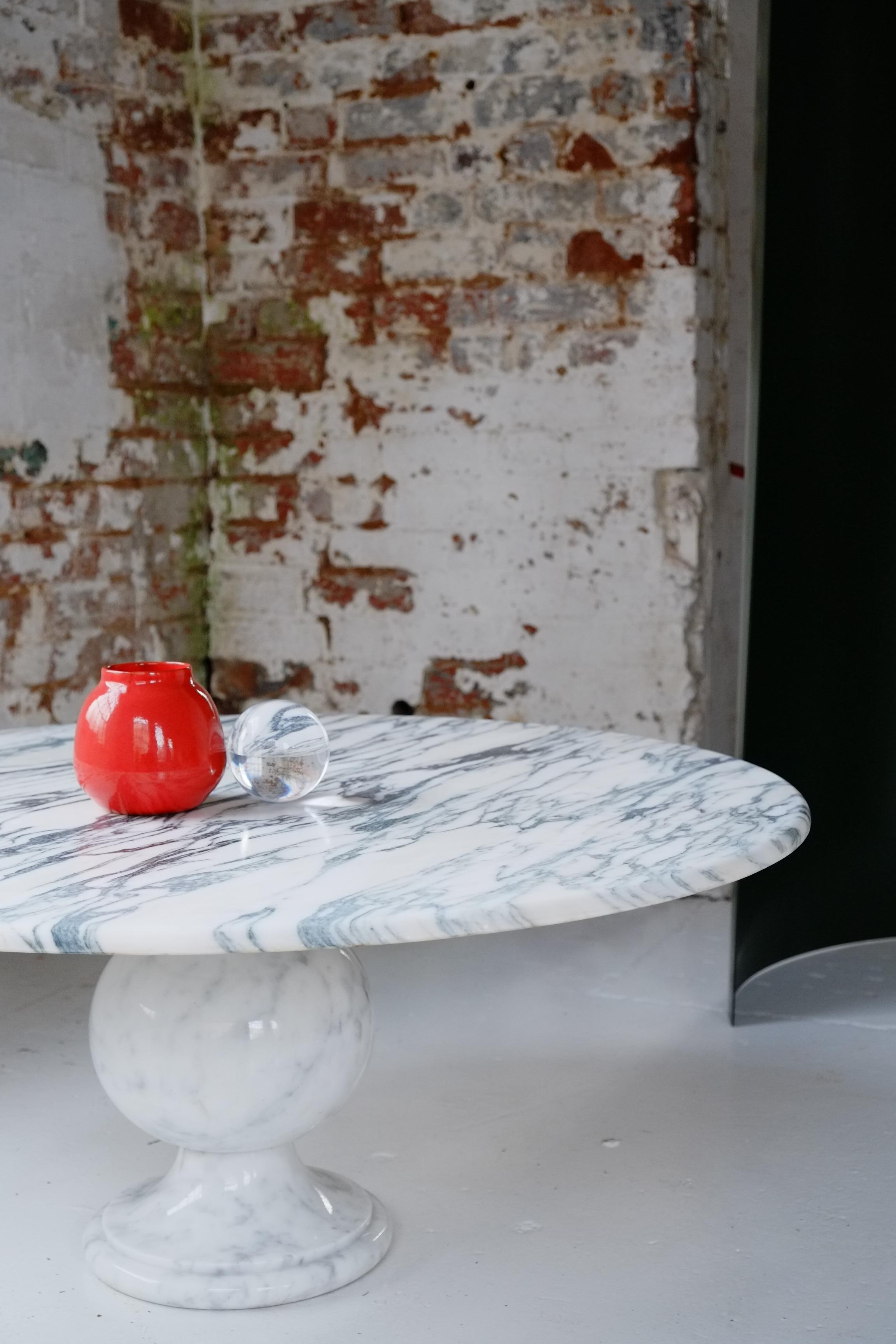 round carrara marble coffee table