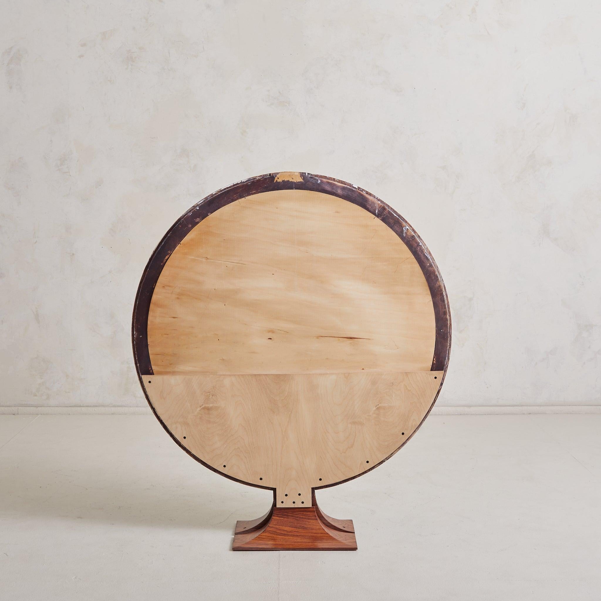 Grand miroir rond en palissandre italien, 1970 Bon état - En vente à Chicago, IL