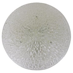 Large Round J. T. Kalmar Mid-Century Textured Glass Flush Mount,  Austria, 1960s