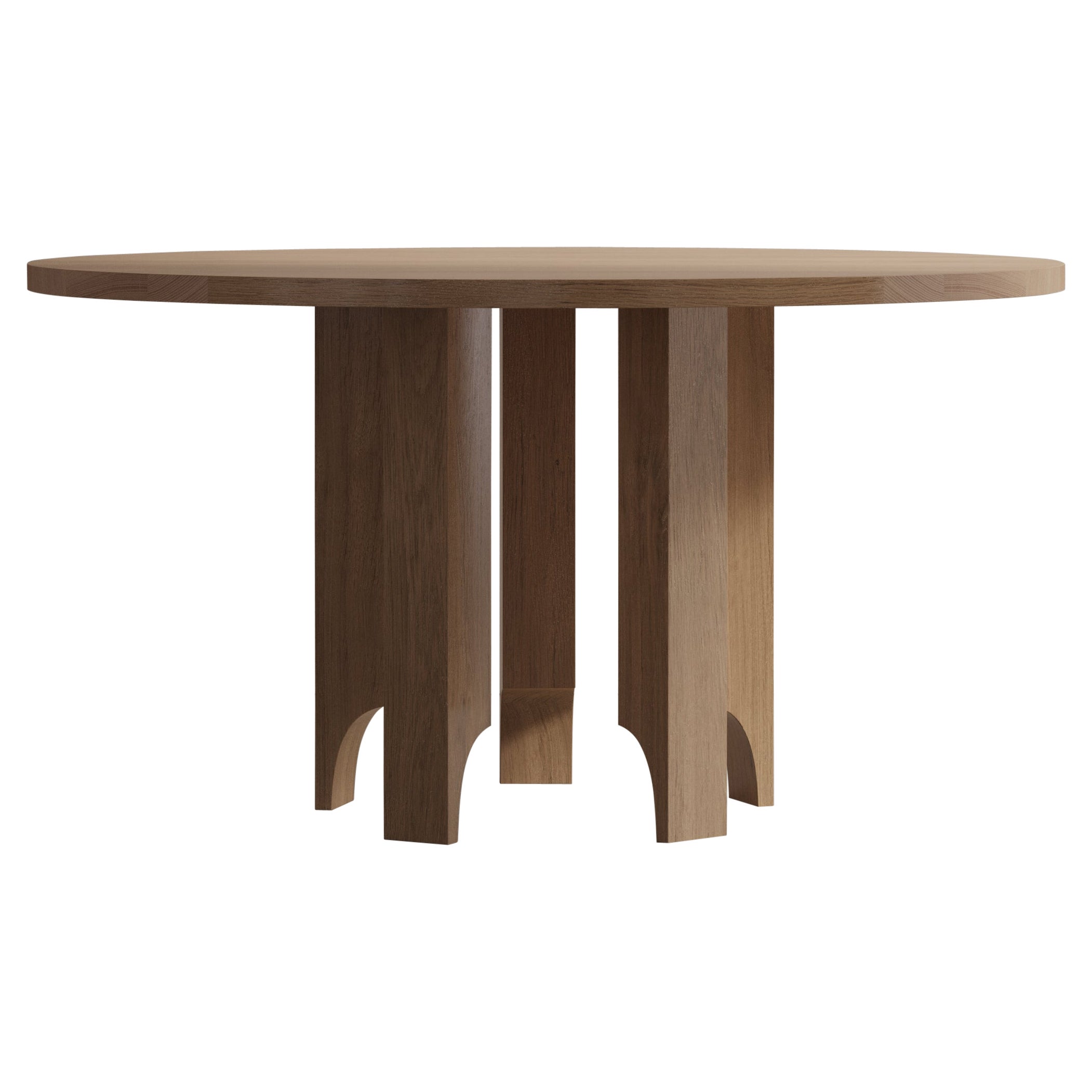 Large Round Light Oak Table, Solid European Oak, Sculptural, Acer by Mokko For Sale
