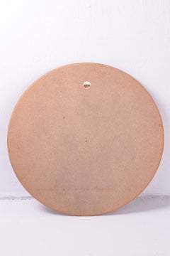 Large Round Light Wooden Wall Mirror, 1960s