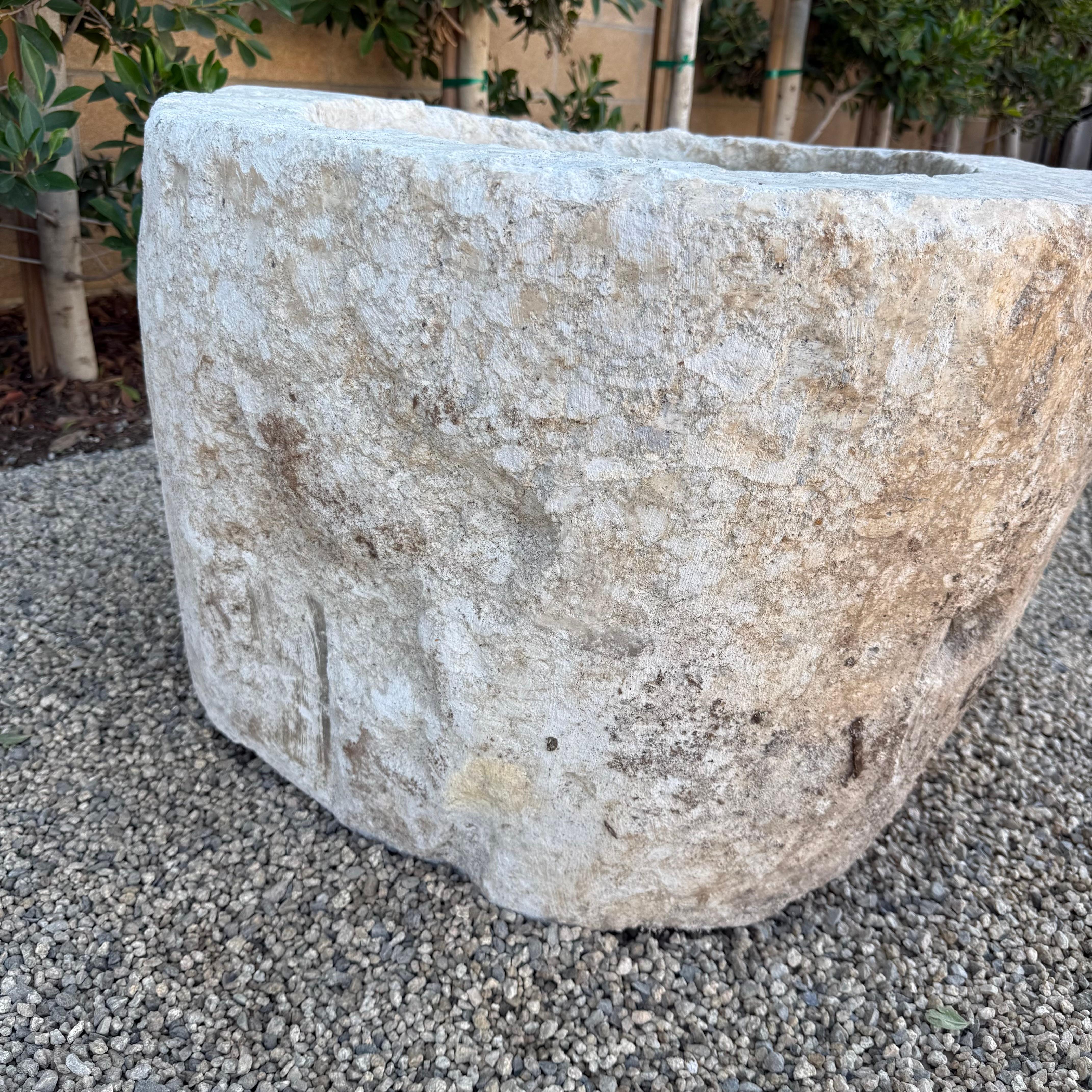 20th Century Large Round Limestone Trough For Sale