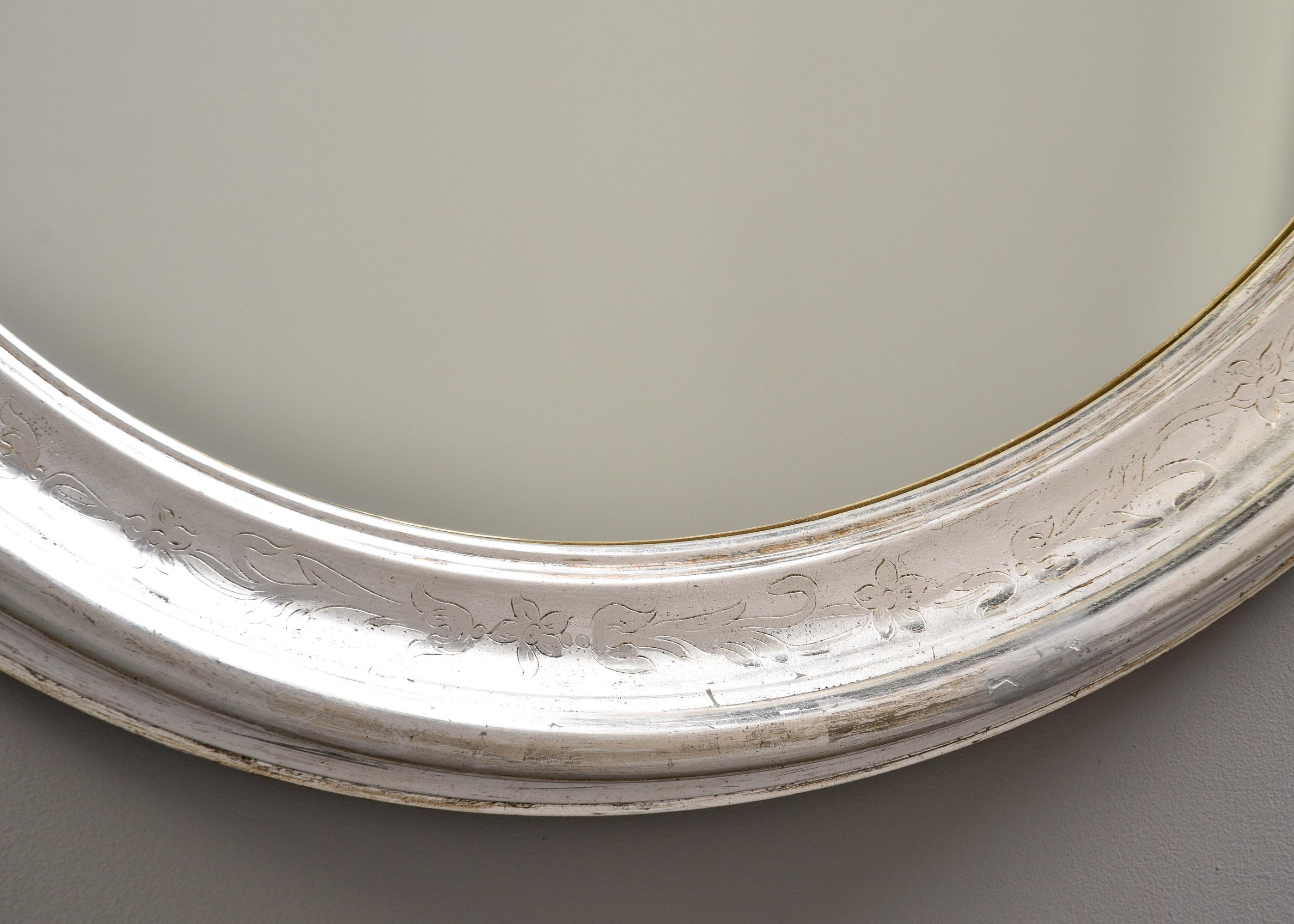 Large Round Louis Philippe Silverleaf Mirror For Sale 2