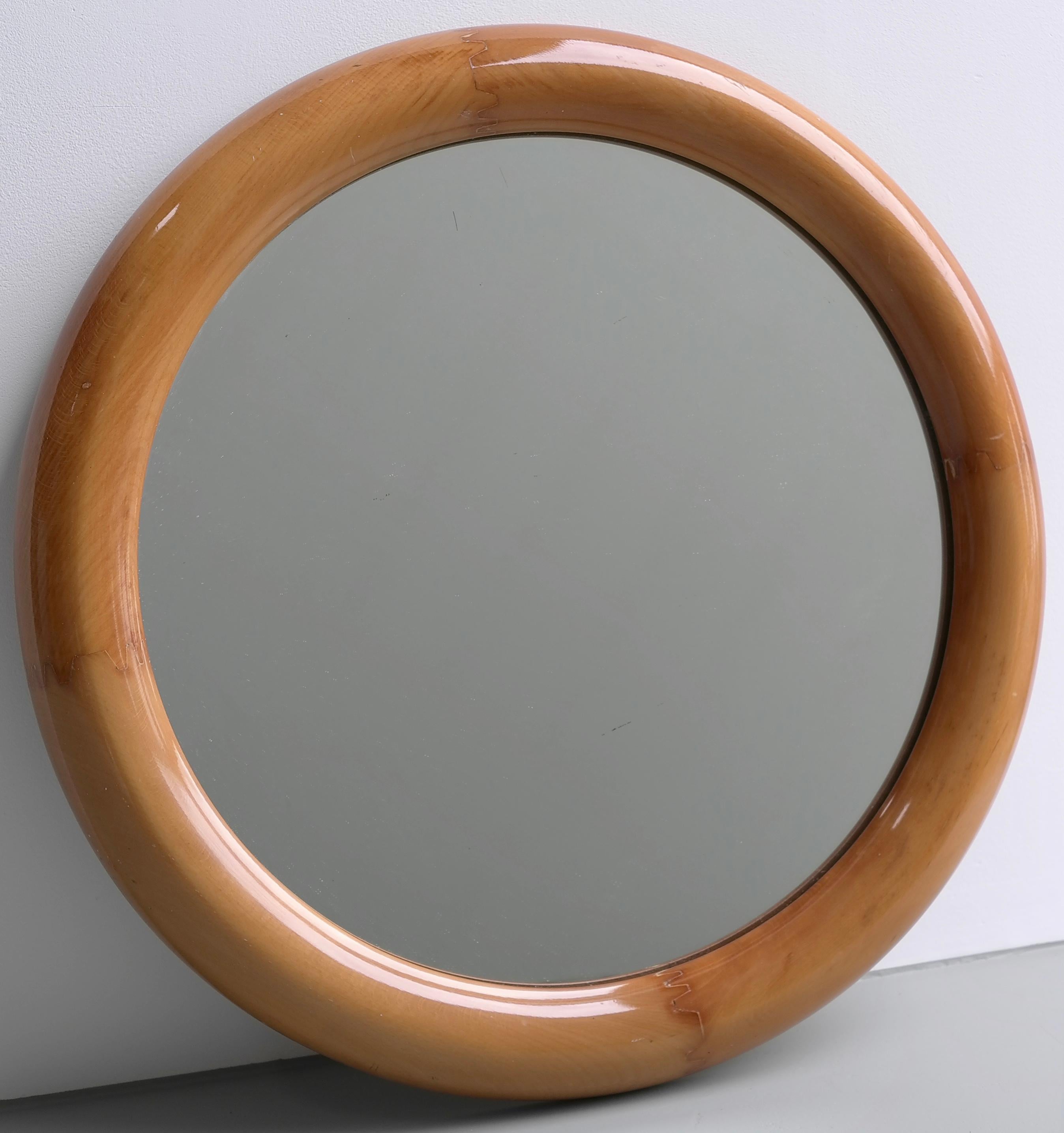 Large round mahogany mirror, France, 1960s.