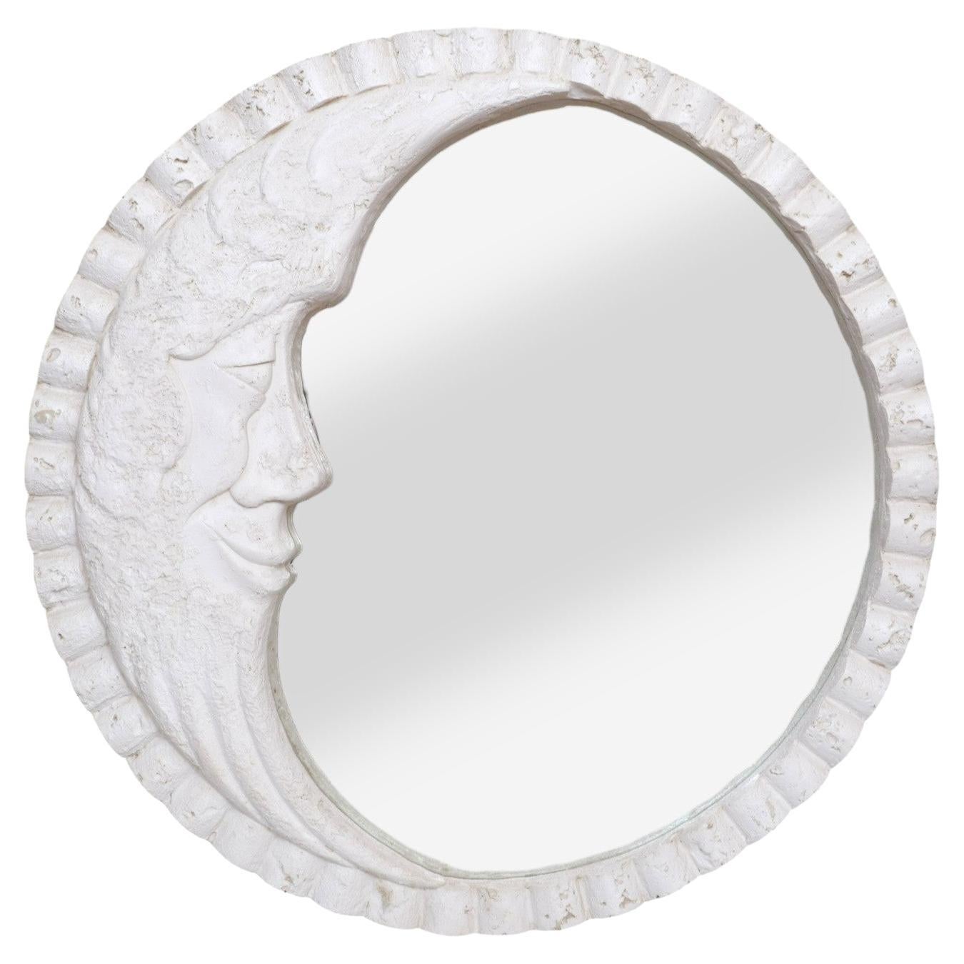 Large Round ‘Man in the Moon’ Wall Mirror For Sale