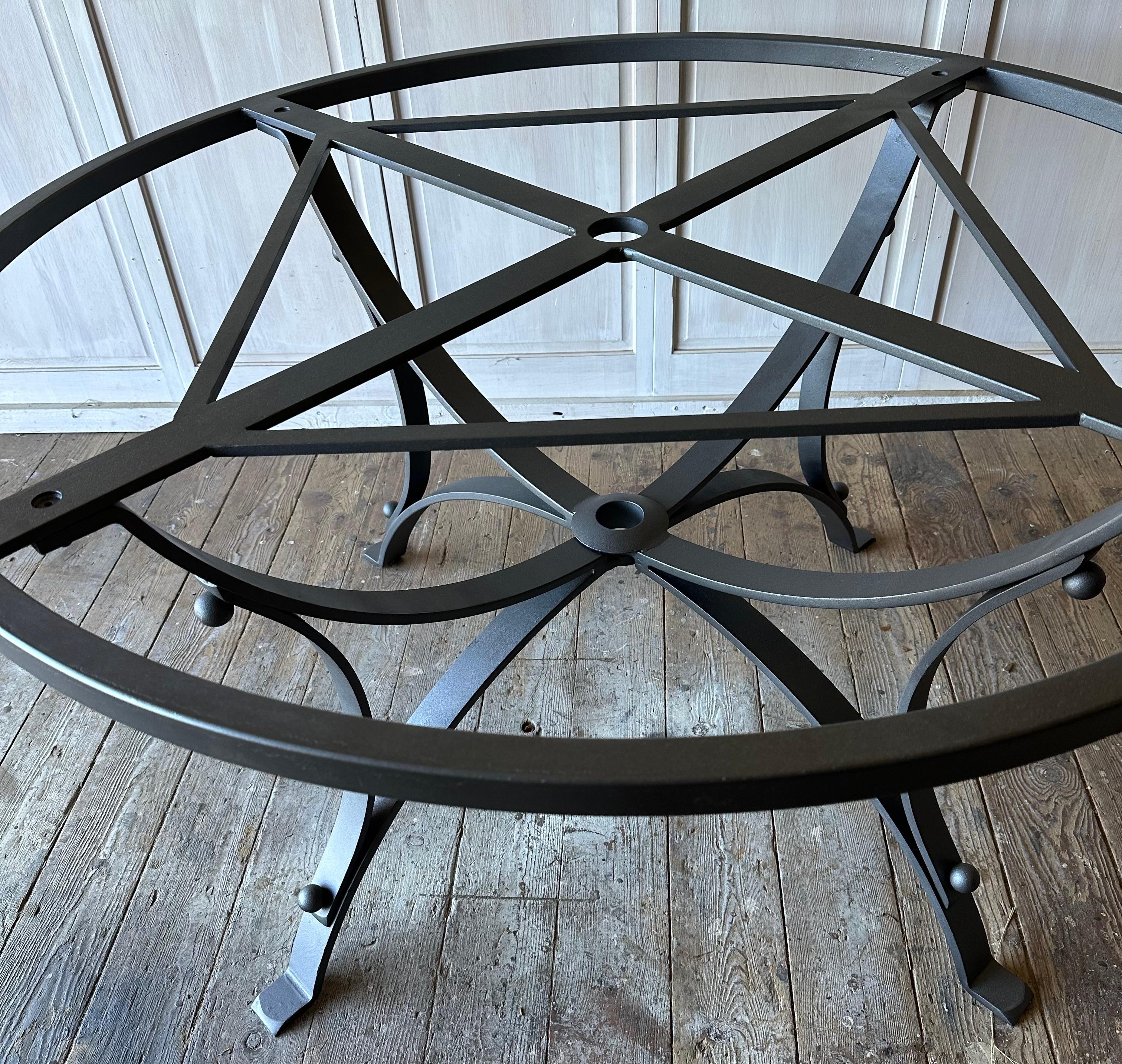 Mid-Century Modern Large Round Metal Garden Dining Table Base For Sale