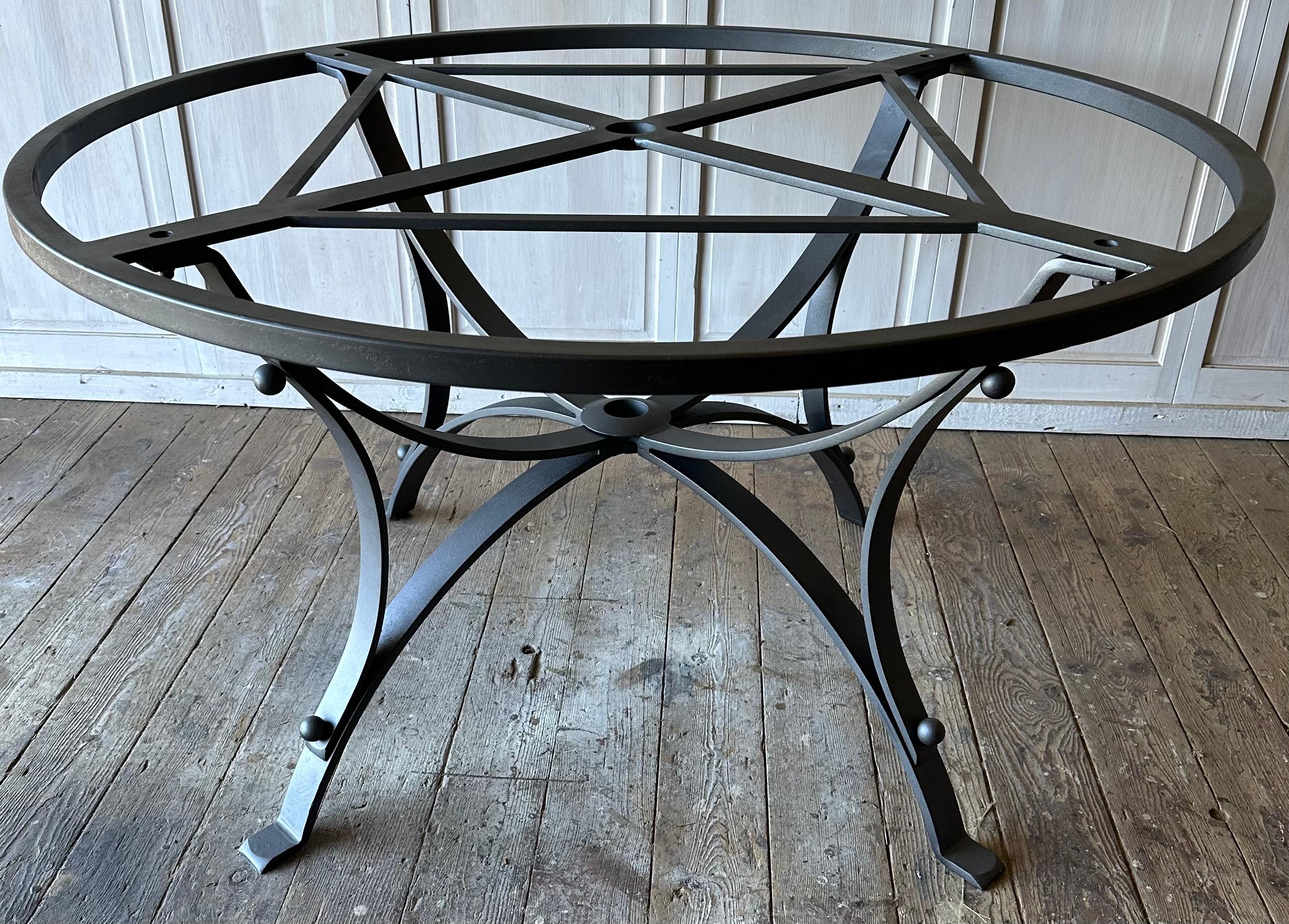 Painted Large Round Metal Garden Dining Table Base For Sale