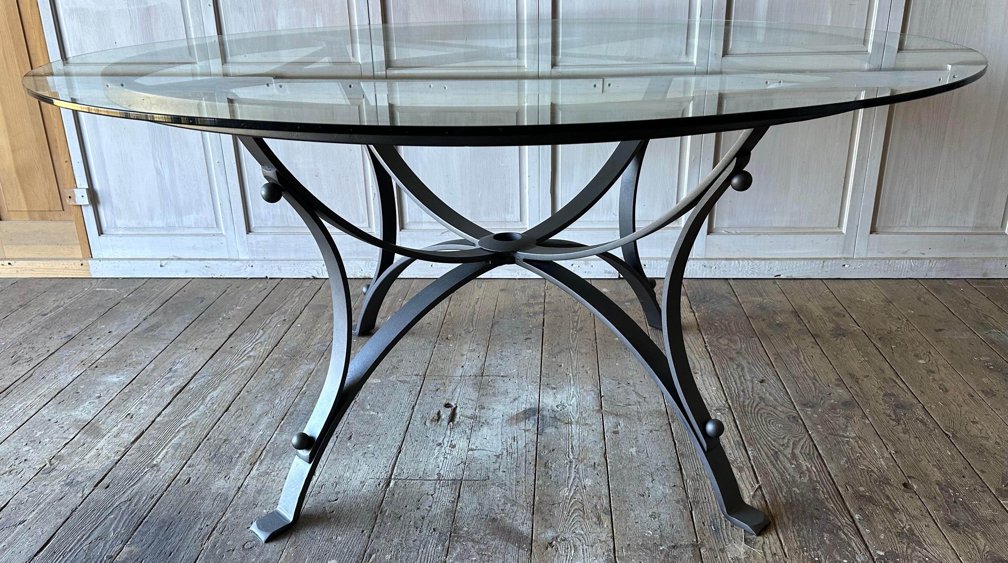 Iron Large Round Metal Garden Dining Table Base For Sale
