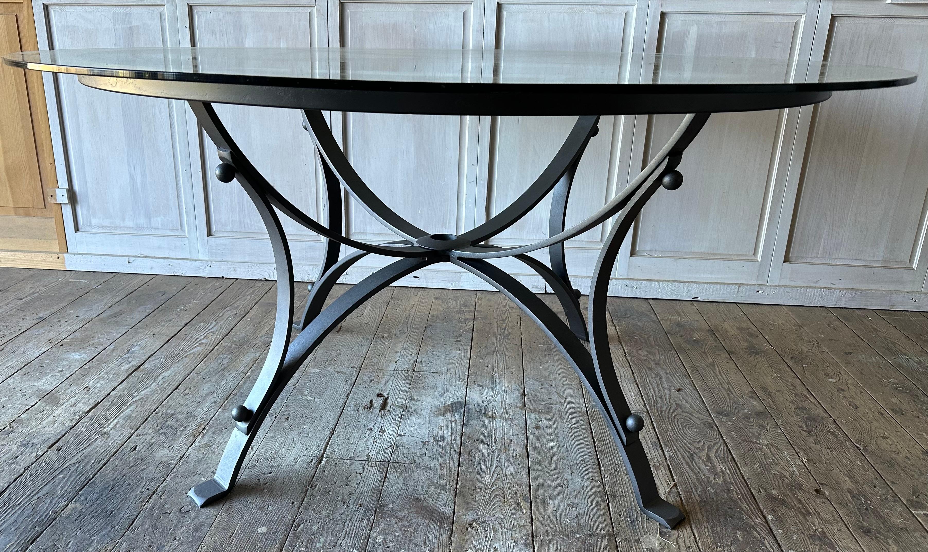 Large Round Metal Garden Dining Table Base For Sale 1