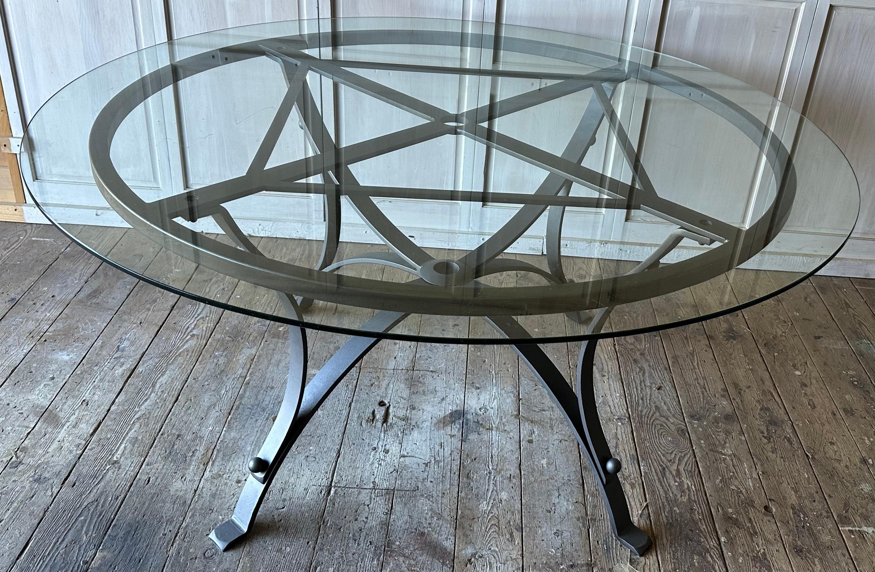Large Round Metal Garden Dining Table Base For Sale 2