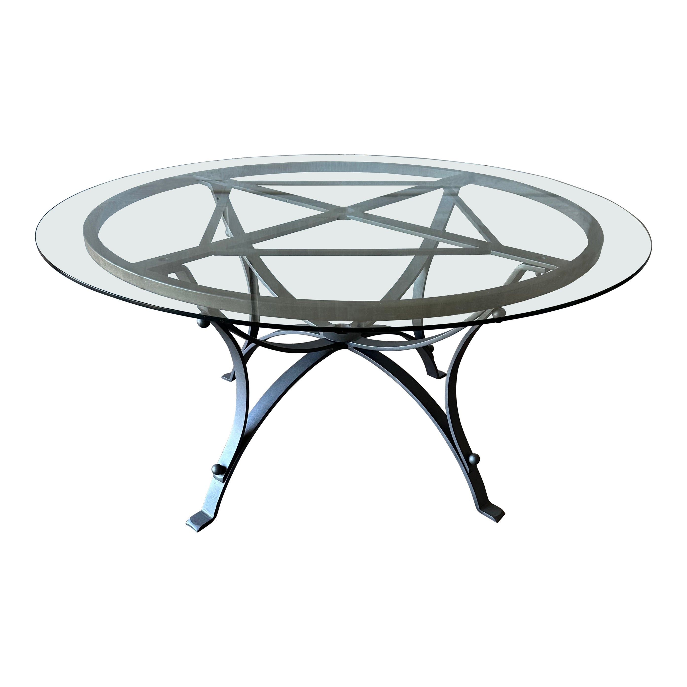 Large Round Metal Garden Dining Table Base For Sale