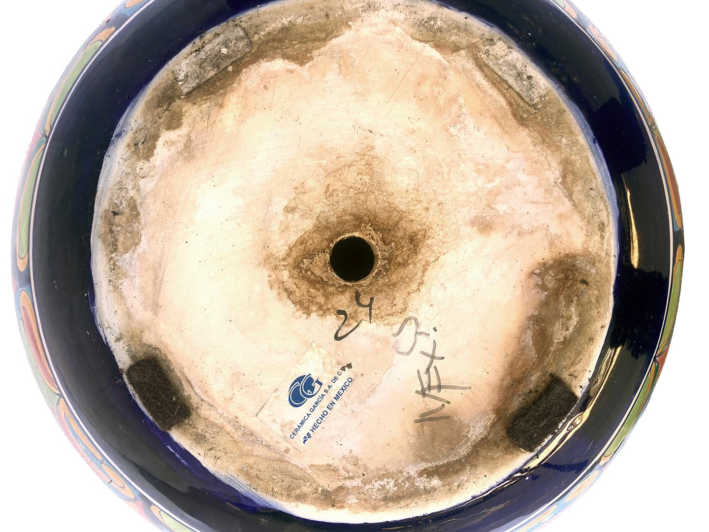 Large Round Michoacano Planters with Handles on Both Sides; a pair For Sale 4