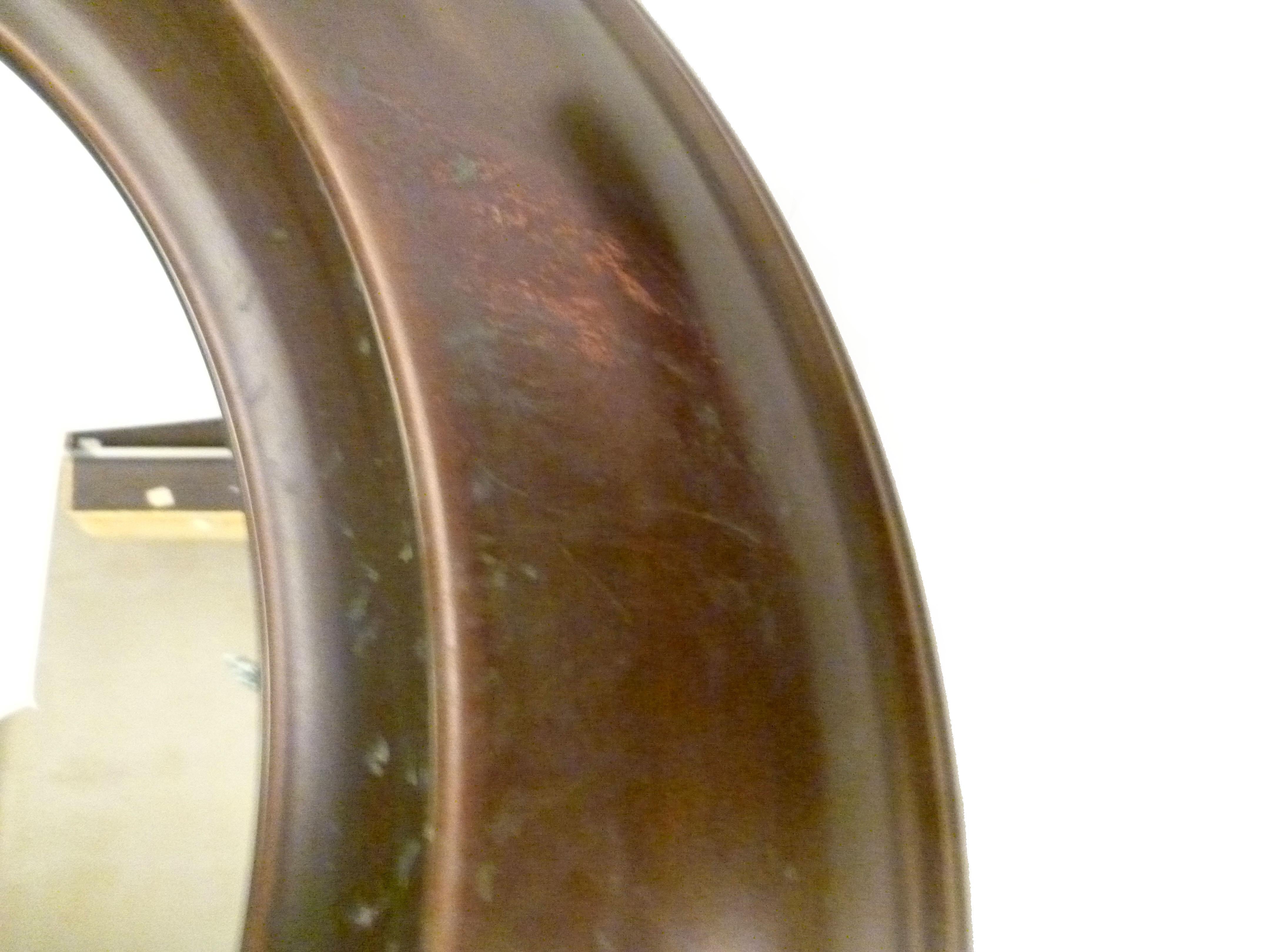 American Large Round Mid-Century Modern Brass Mirror