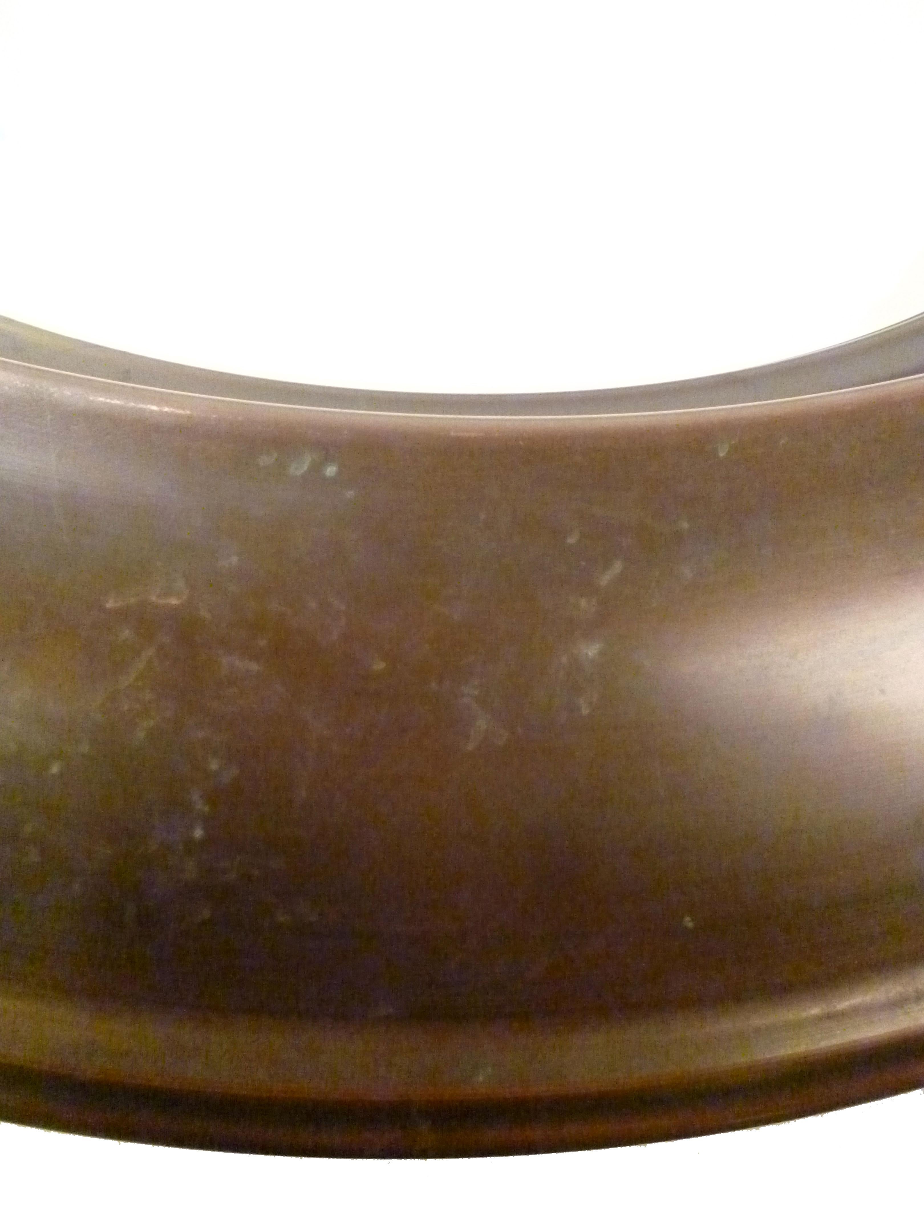 Large Round Mid-Century Modern Brass Mirror In Good Condition In Miami, FL