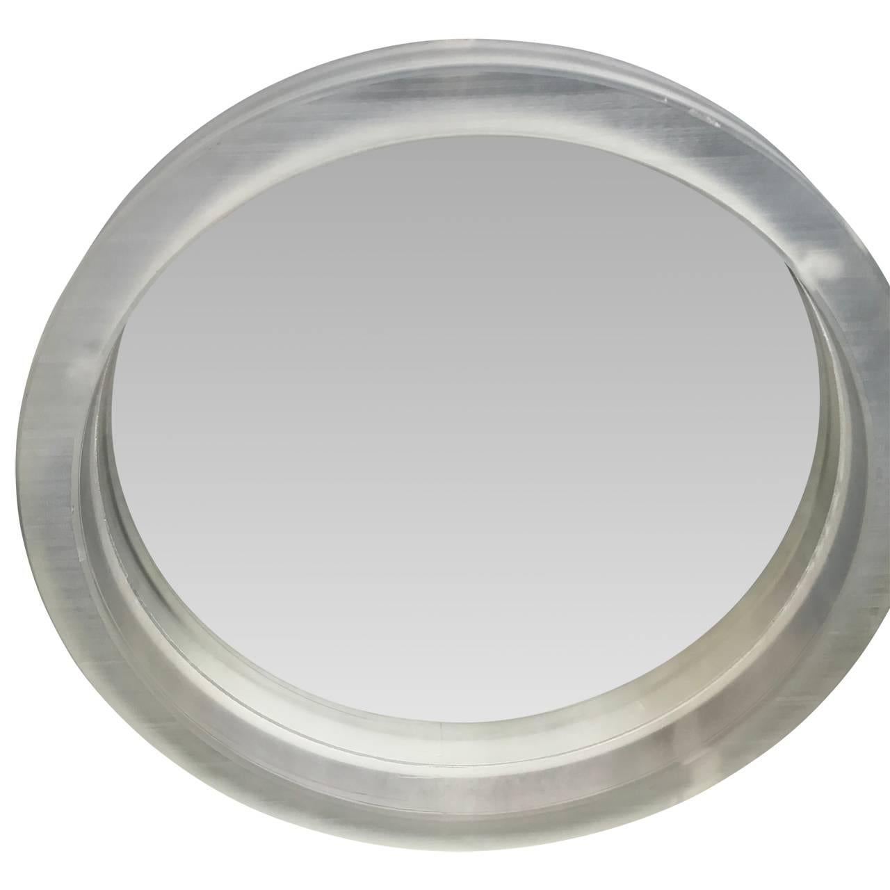 large round mirror silver