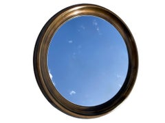 Large Round Mid-Century Modern Wall Mirror, Brass, 1970s