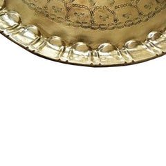 Moroccan Round Hammered Brass Tea Tray