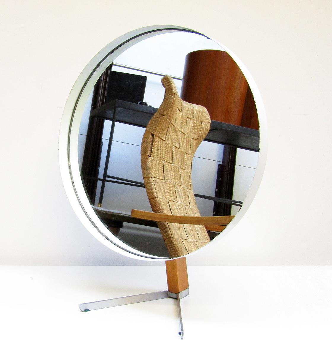 Mid-Century Modern Large Round Minimalist 1960s Table Mirror by Robert Welch for Durlston Designs For Sale