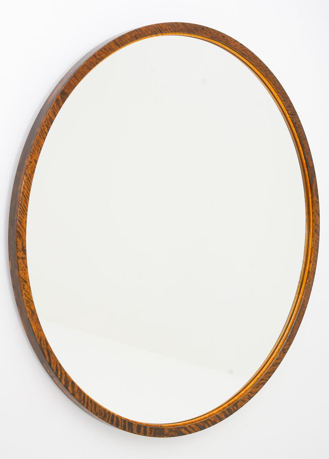 Mid-Century Modern Large Round Mirror by Otto Schulz for Boet, 1930s