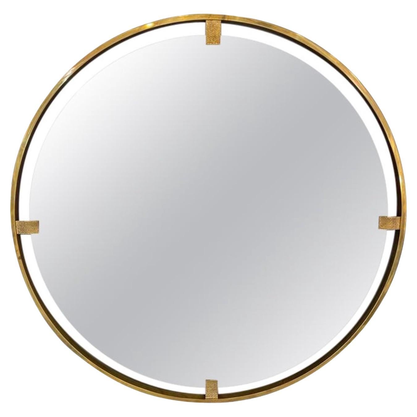 Large Round Mirror, circa 1980 For Sale