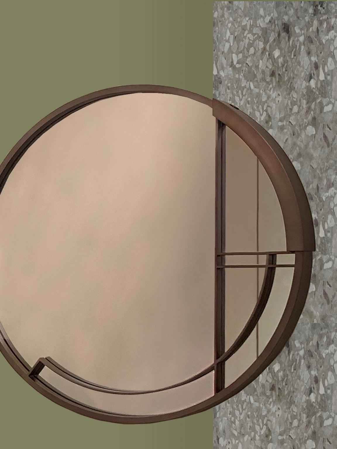 large round brass mirror