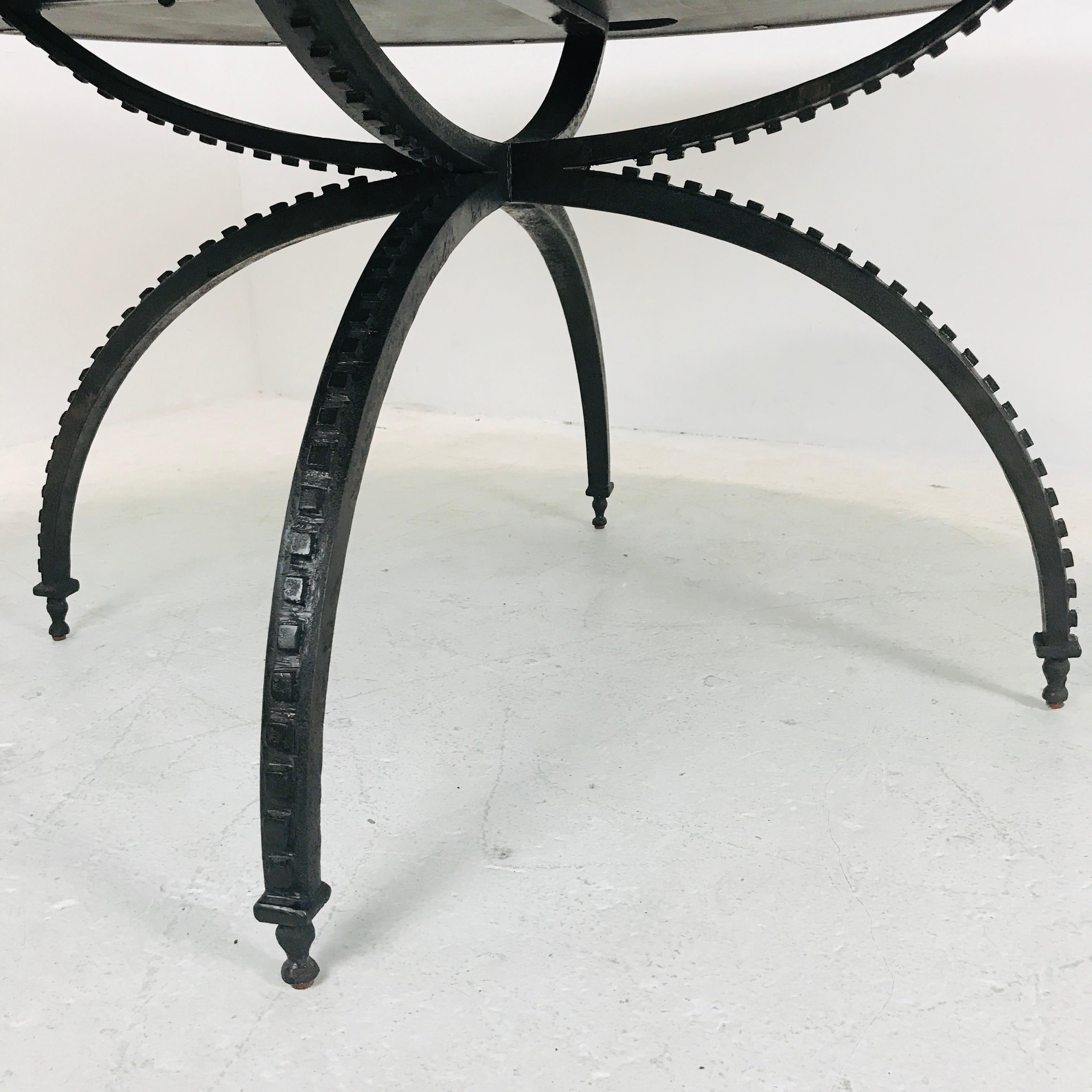 Regency Large Round Mirror Top Spider Leg Dining Table by Baker