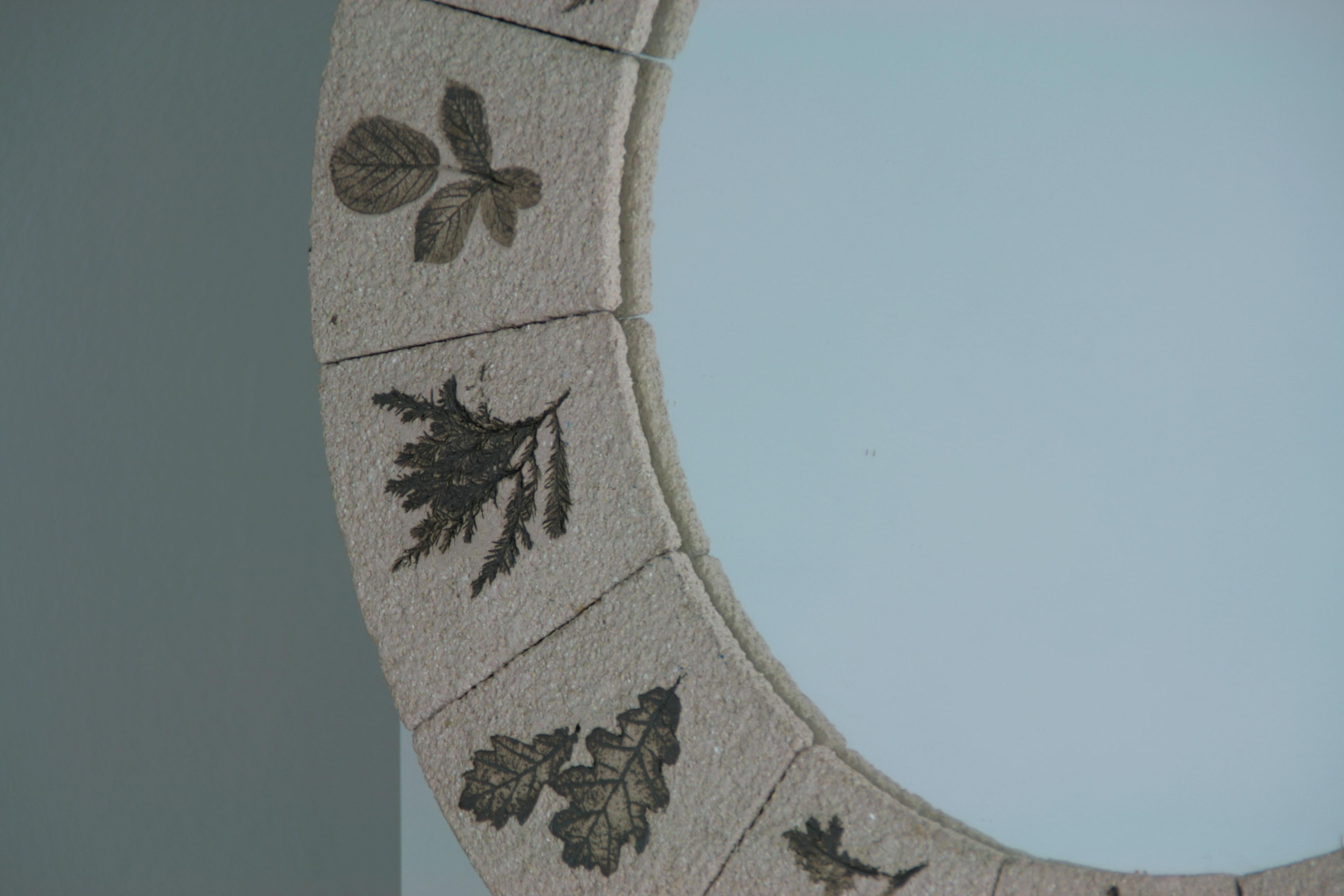 large round mirror with herbarium motif, France 1960 For Sale 3