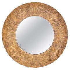 Grand miroir rond à décor plissé, par C.I.C., Indonésie vers 1990