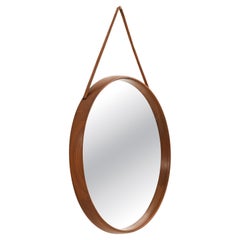 Large Round Mirror with Teak Frame by Uno 
Östen Kristiansson, 1950s