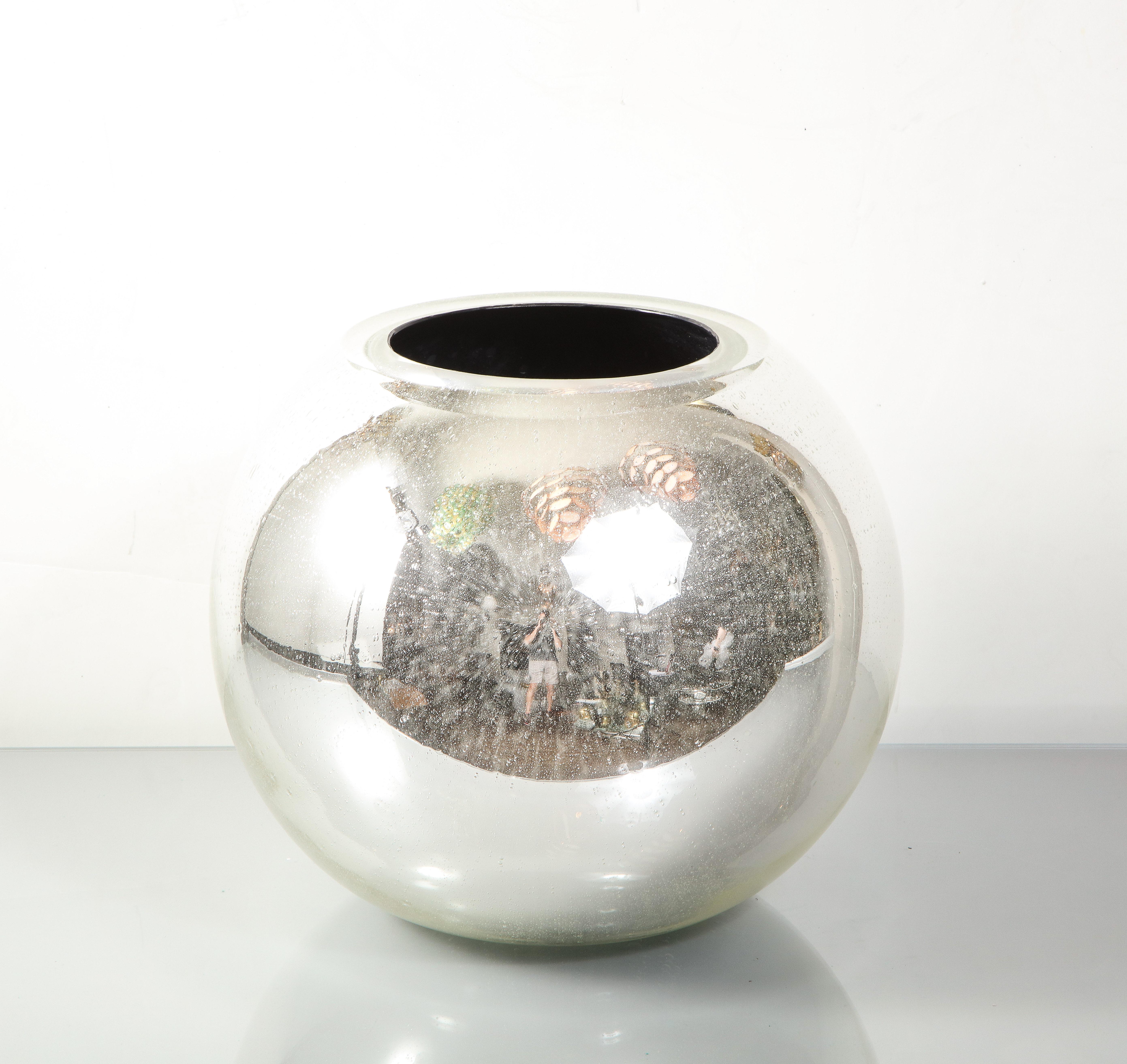 silver round vase
