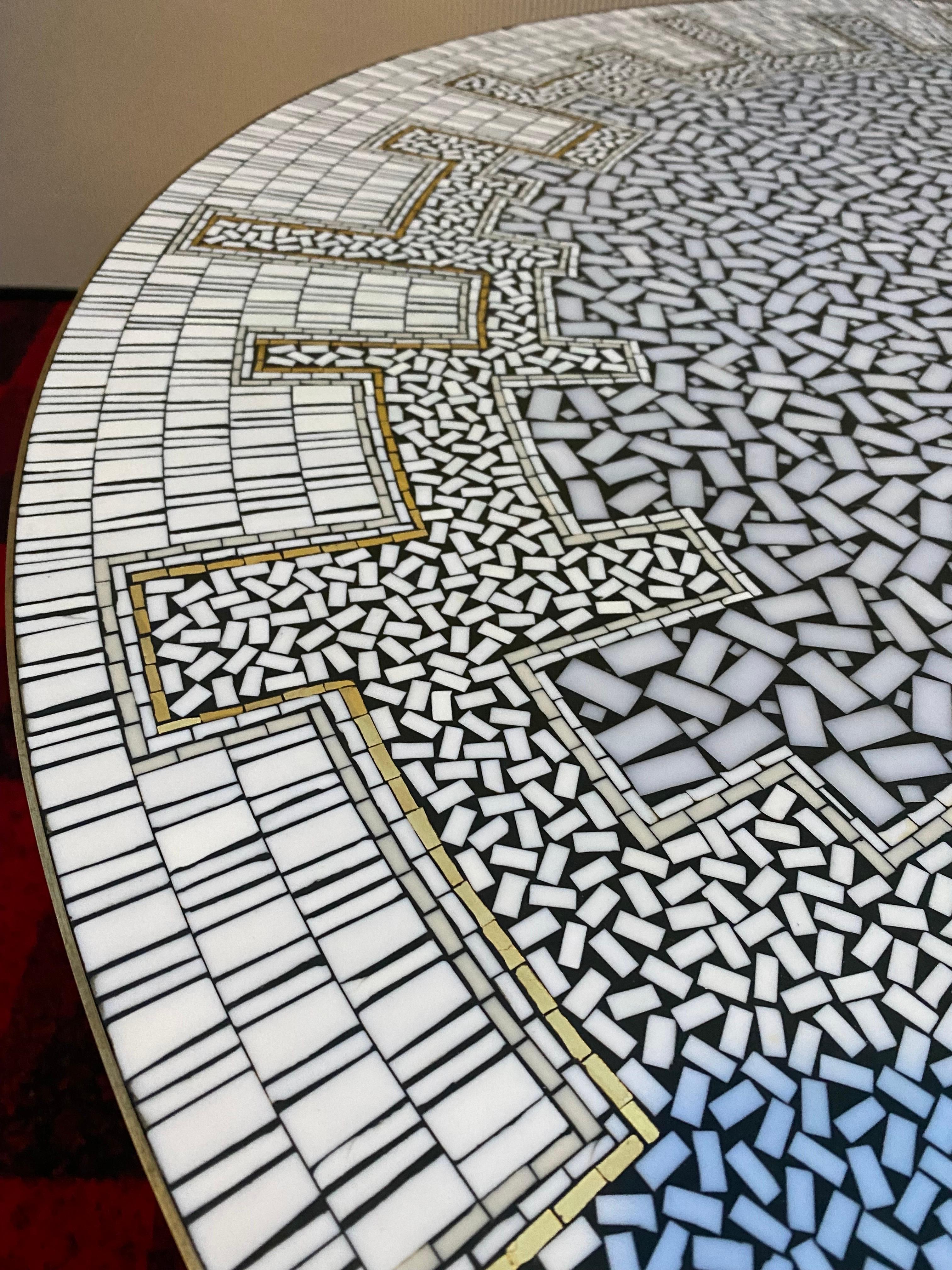 Mid-20th Century Large Round Mosaic Midcentury Coffetable by Berthold Müller Oerlinghausen 50s