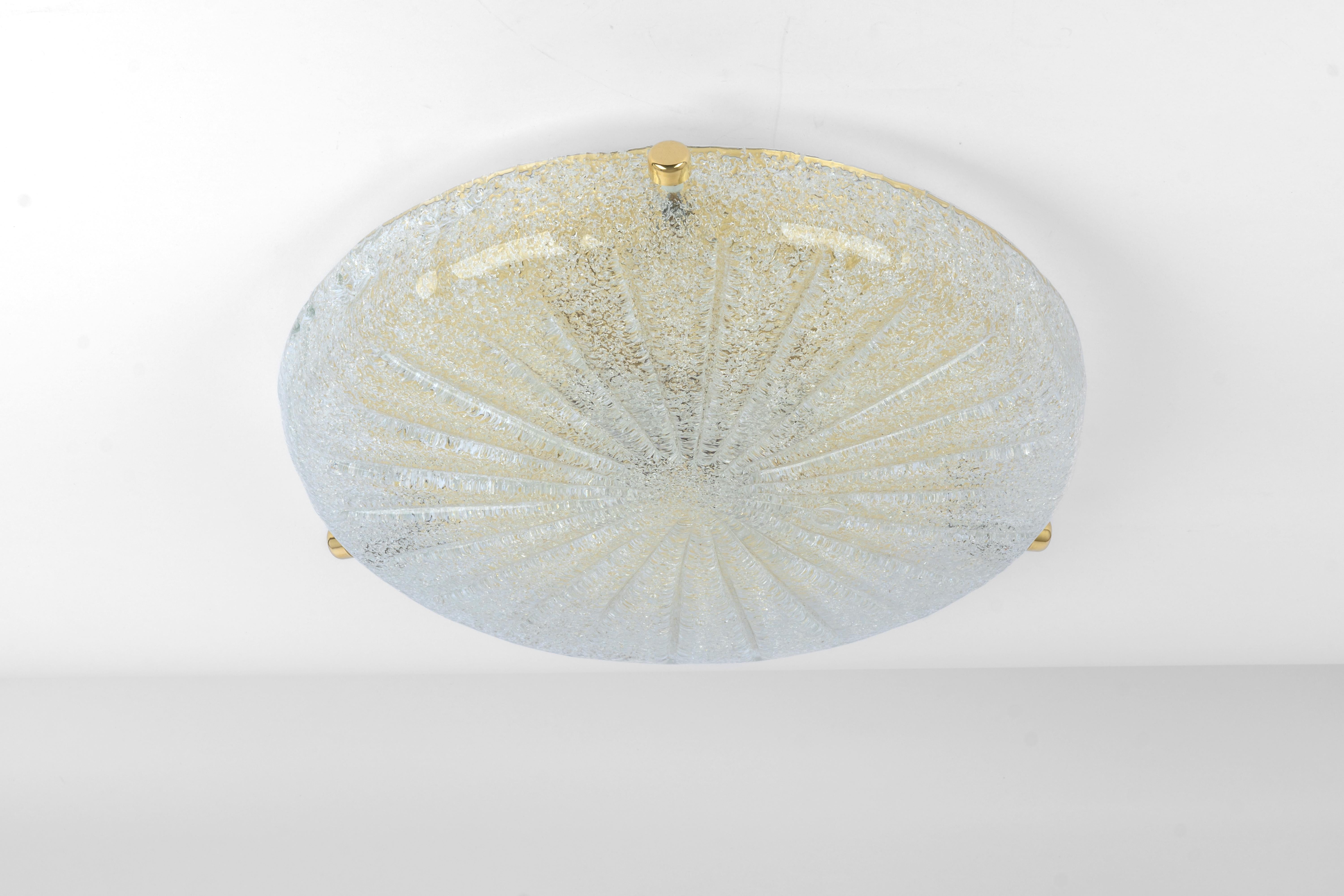 1 von 2 runden Murano-Sonnenbrust-Einbaubeleuchtung von Hillebrand, Deutschland, 1970er Jahre im Zustand „Gut“ im Angebot in Aachen, NRW